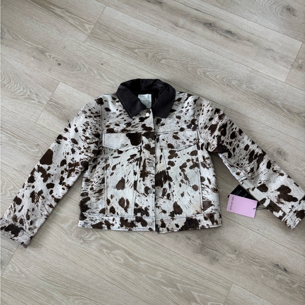 NWT Avec Les Filles Western Calf Hair Trucker Jacket
